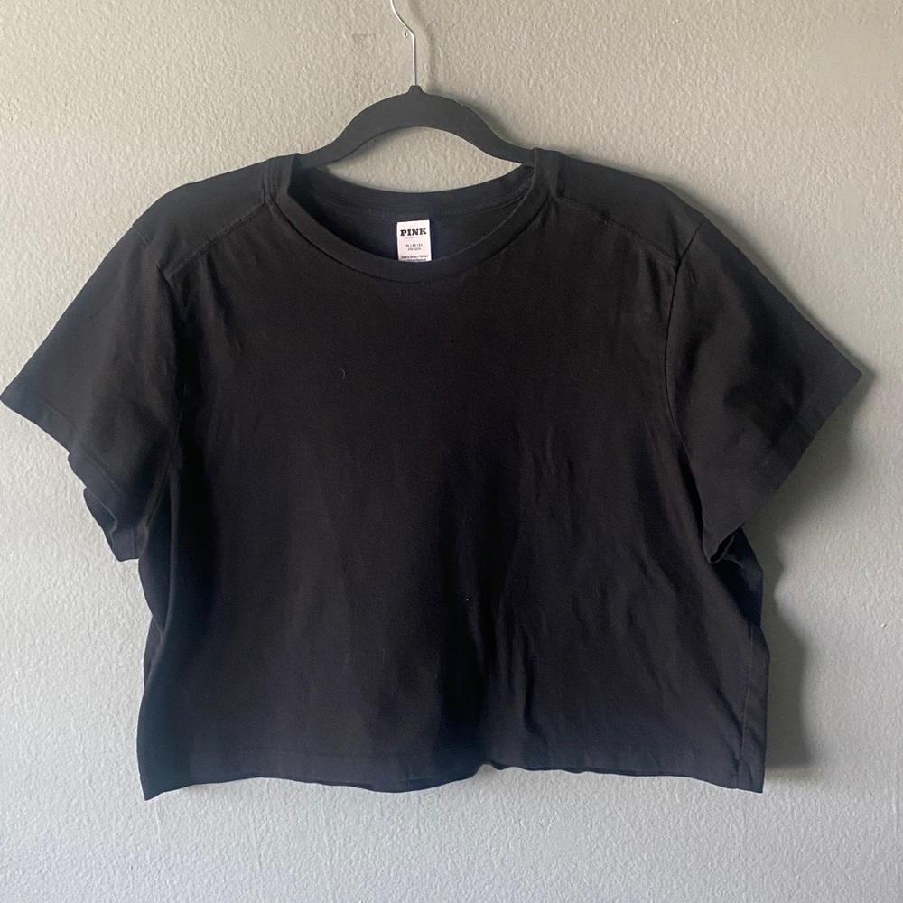 PINK Victoria's Secret Black Cropped Tee - Short Sleeve Crew - Picture 7 of 9
